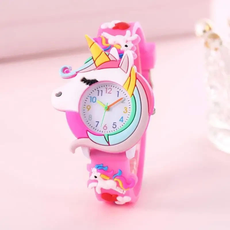 Kids Unicorn Girls Her Watch Cute 3D Adjustable Strap Age 3 To 12 Pink