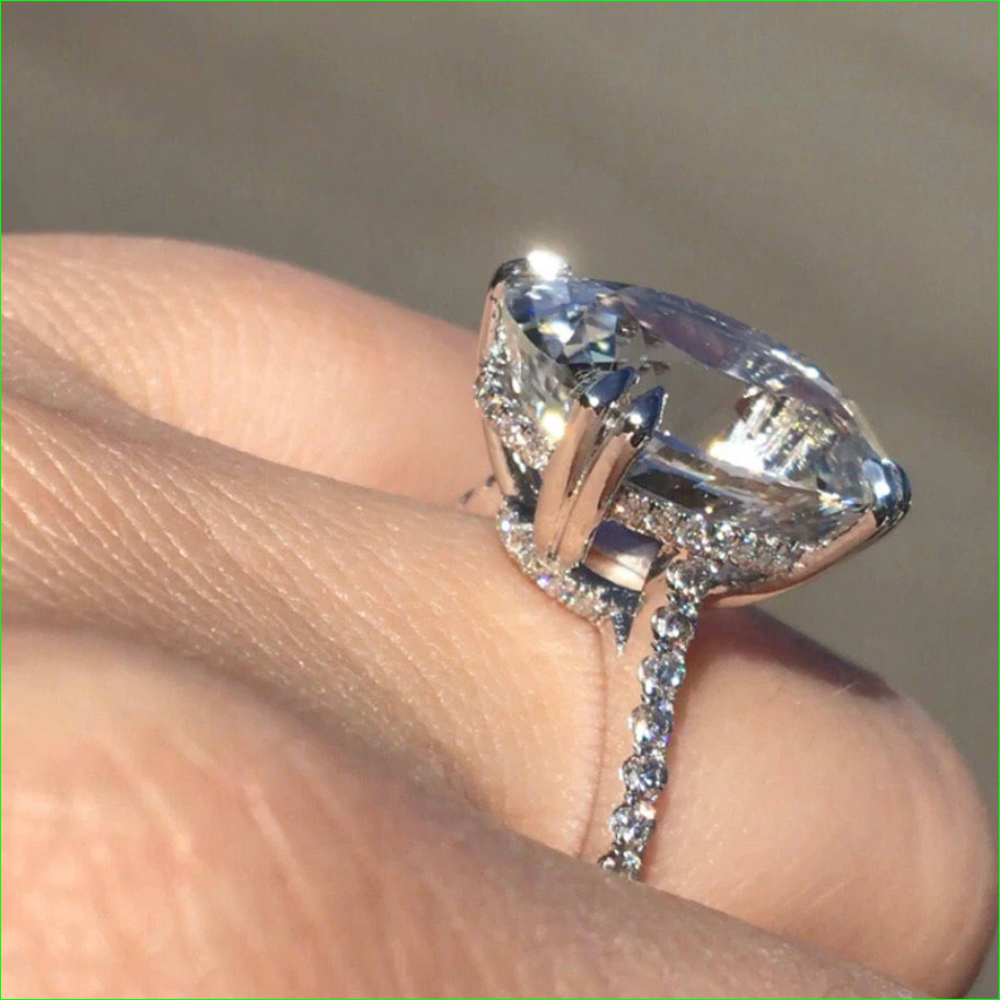 4Ct Lab Created Oval Diamond Solitaire Engagement Ring 14K White Gold Over