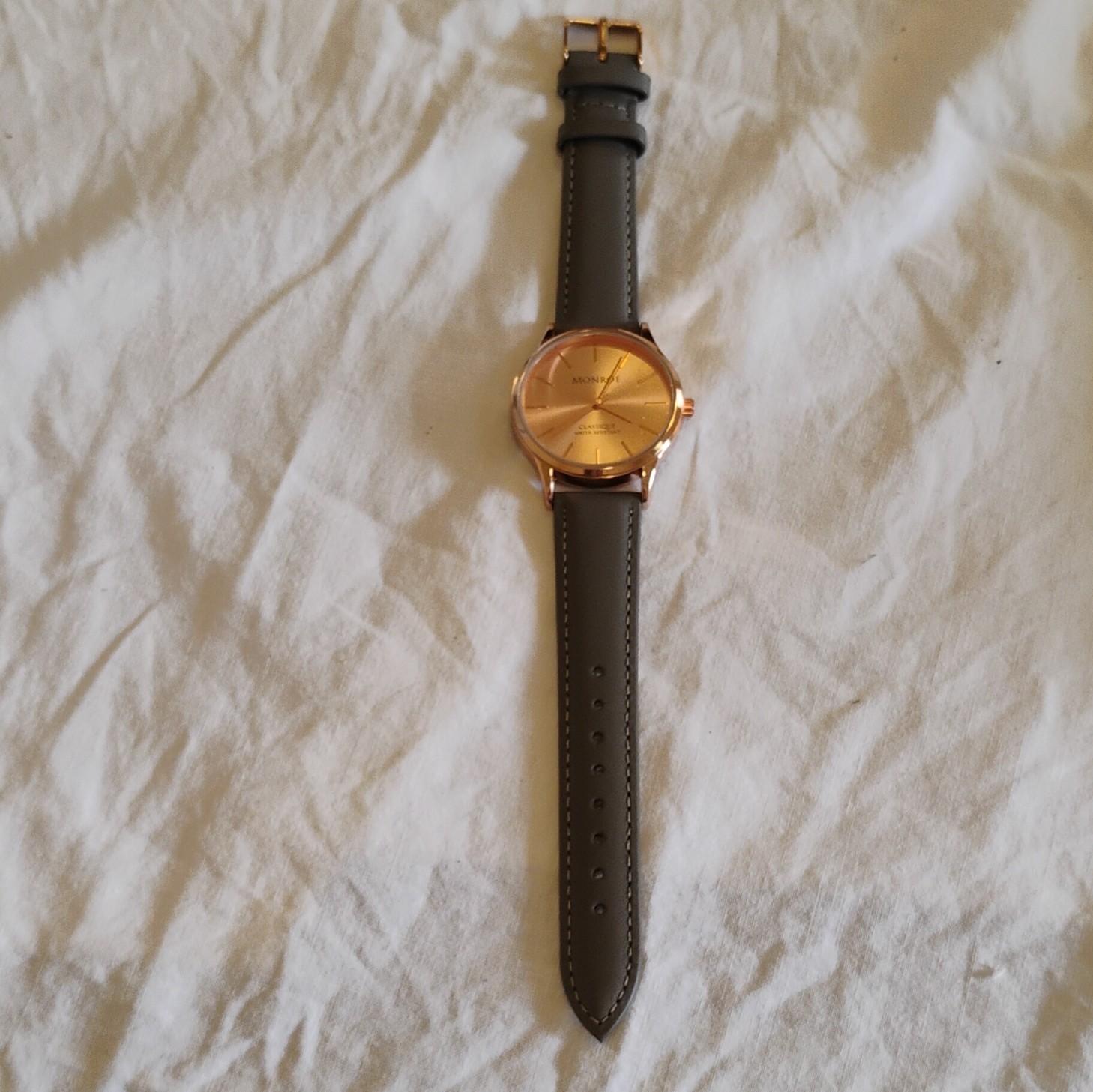 Monroe by Maestro Classique Quartz Analog Rose Gold Dial Gray Leather Strap