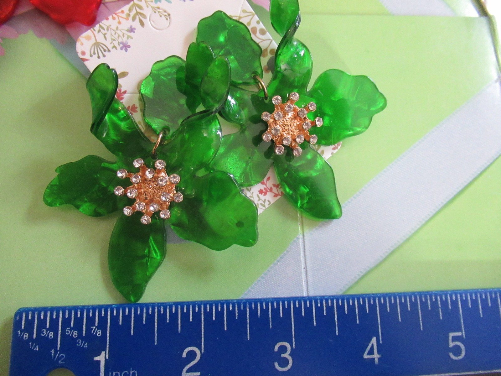 LARGE Lily Flower Acrylic Rhinestones Statement Christmas Earrings -U CHOOSE