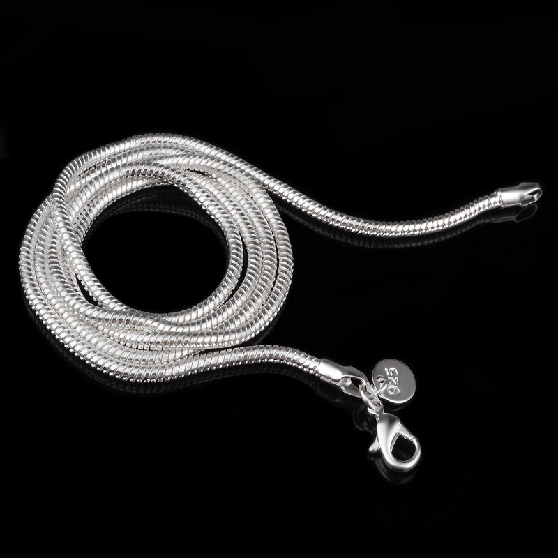 925 Silver Plated 1 mm Snake Chain Men’s Women’s Necklace 16″ 18″ 20″ 22″ 24″