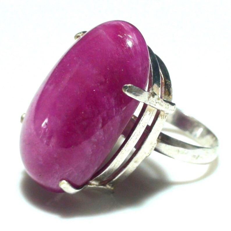 Handmade 81.75 ct Cherry Pink Ruby Ring – 925 Sterling Silver, Size 9
