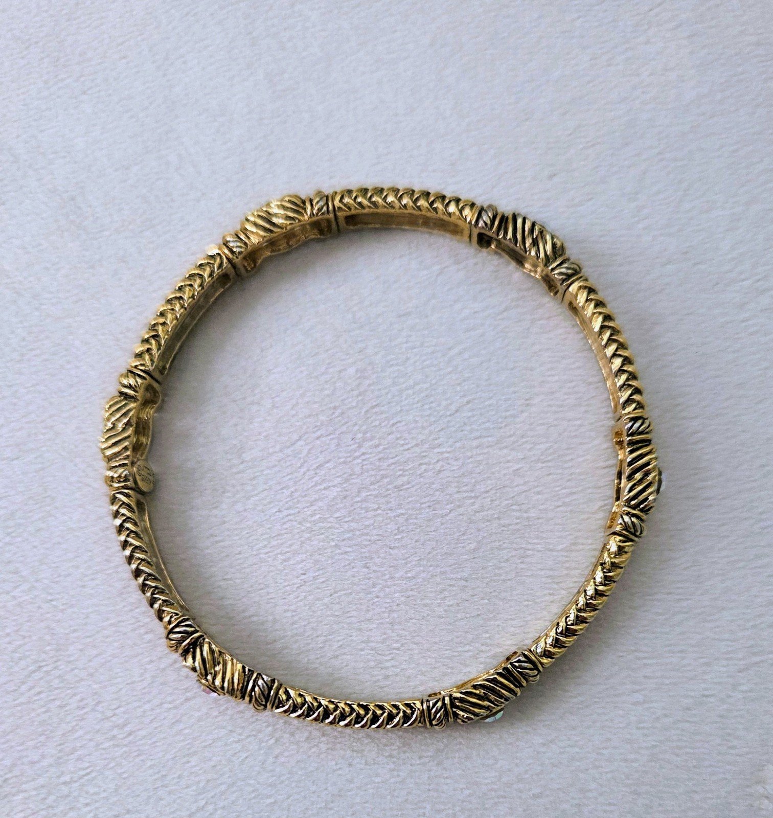 Kirks Folly Women’s Stretch Bracelet Gold Tone Metal Faceted AB Crystal