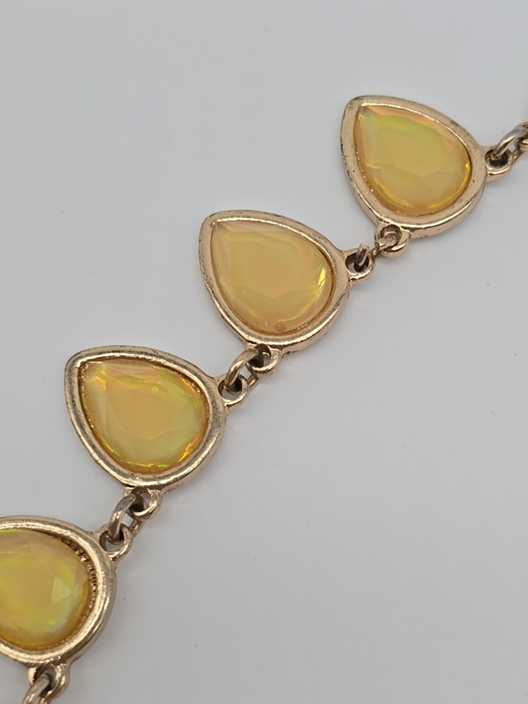 Everyday Wear Yellow Teardrop Statement Necklace and Coordinating Earrings Set
