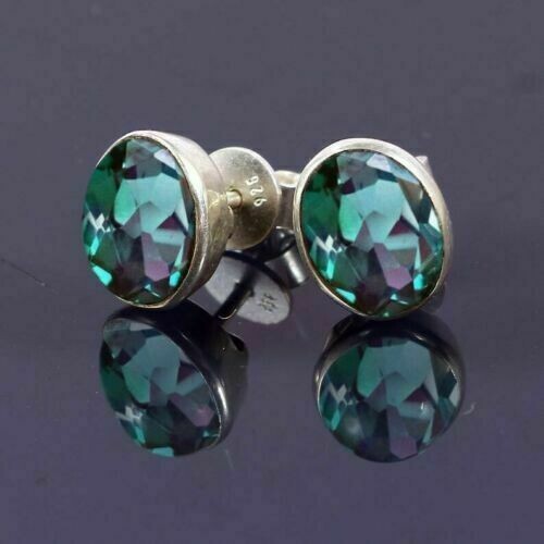 2Ct Oval Cut Alexandrite Solitaire Women’s Stud Earrings 14K White Gold Finish
