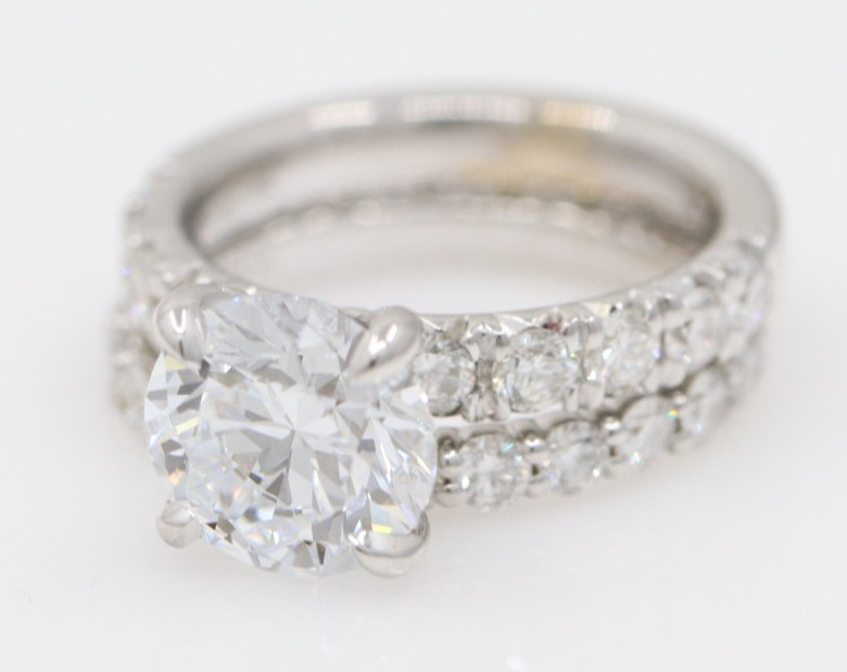 3.02ct VVS1 Lab Grown Diamond Wedding Set 18k White Gold Rings Size 6