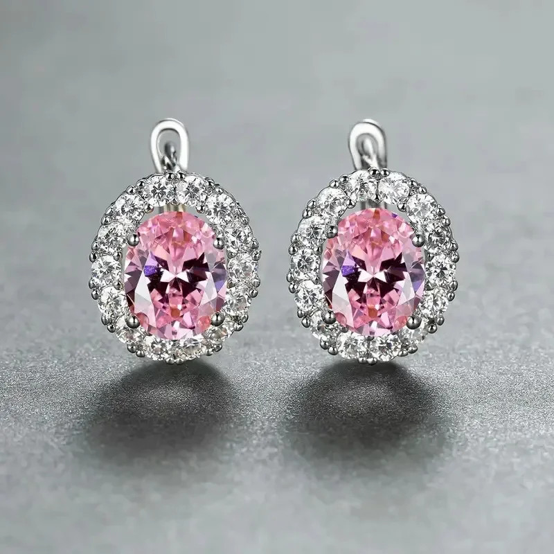 2026 exquisite multi-color oval ear buckle with French design, court style