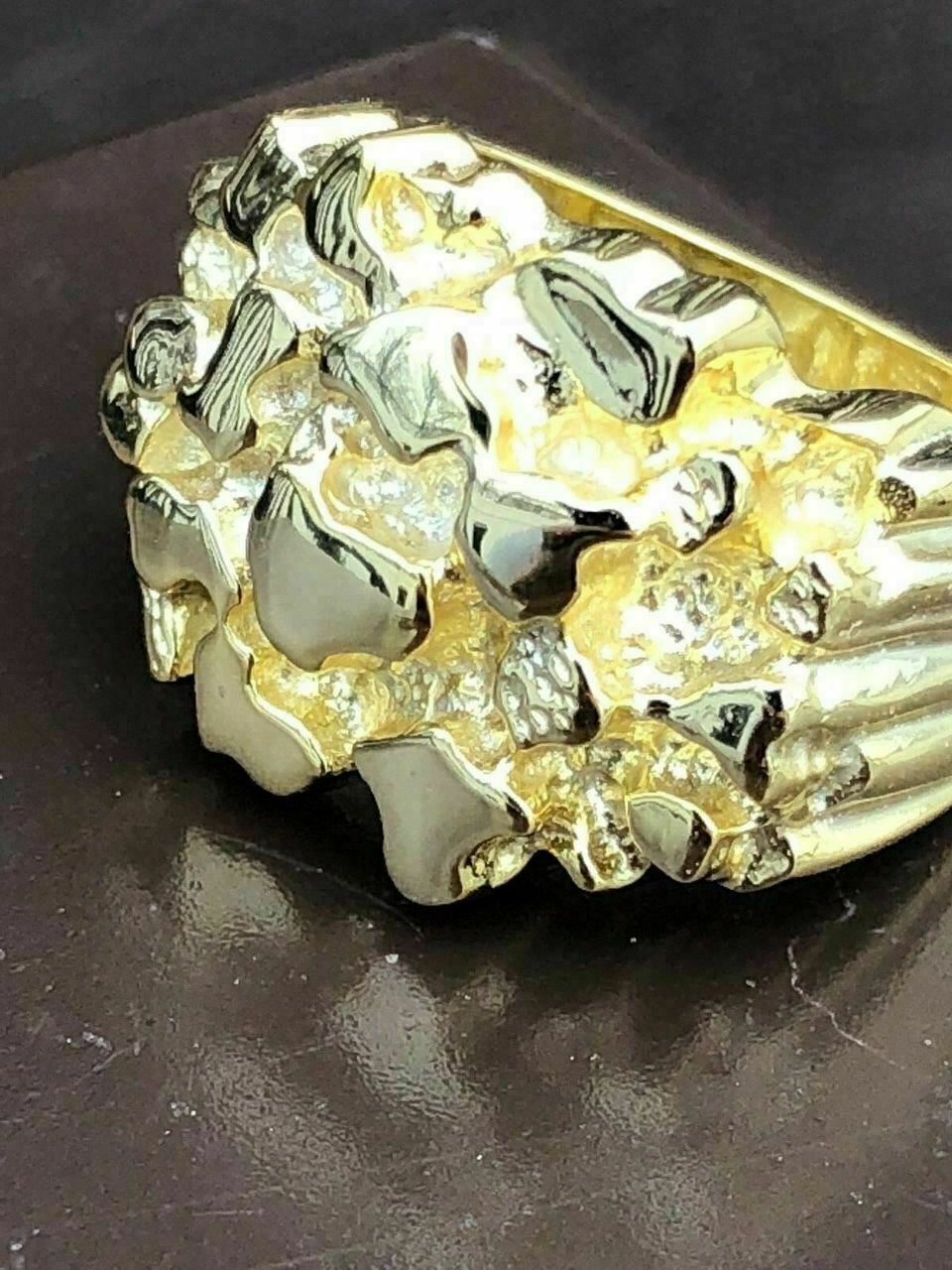 Men’s Solid 10k Yellow Gold Heavy Nugget Ring Size 7 8 9 10 11 12 13 11
