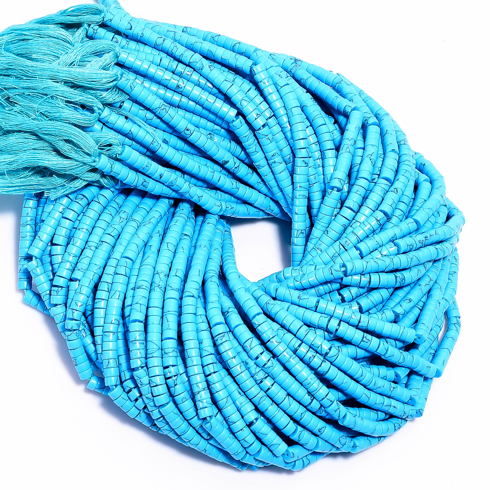 Sleeping Beauty Turquoise Heishi Shape Smooth Beads 4X2.5 mm Strand 12.5″ EB646
