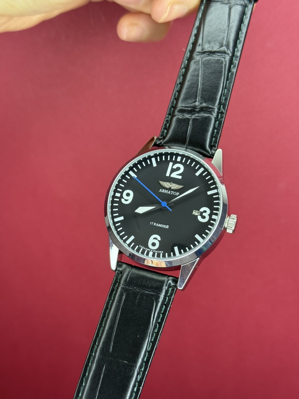 Watch Mechanical Raketa Aviator Black Pilot Vintage USSR Wrist Soviet Men’s Date