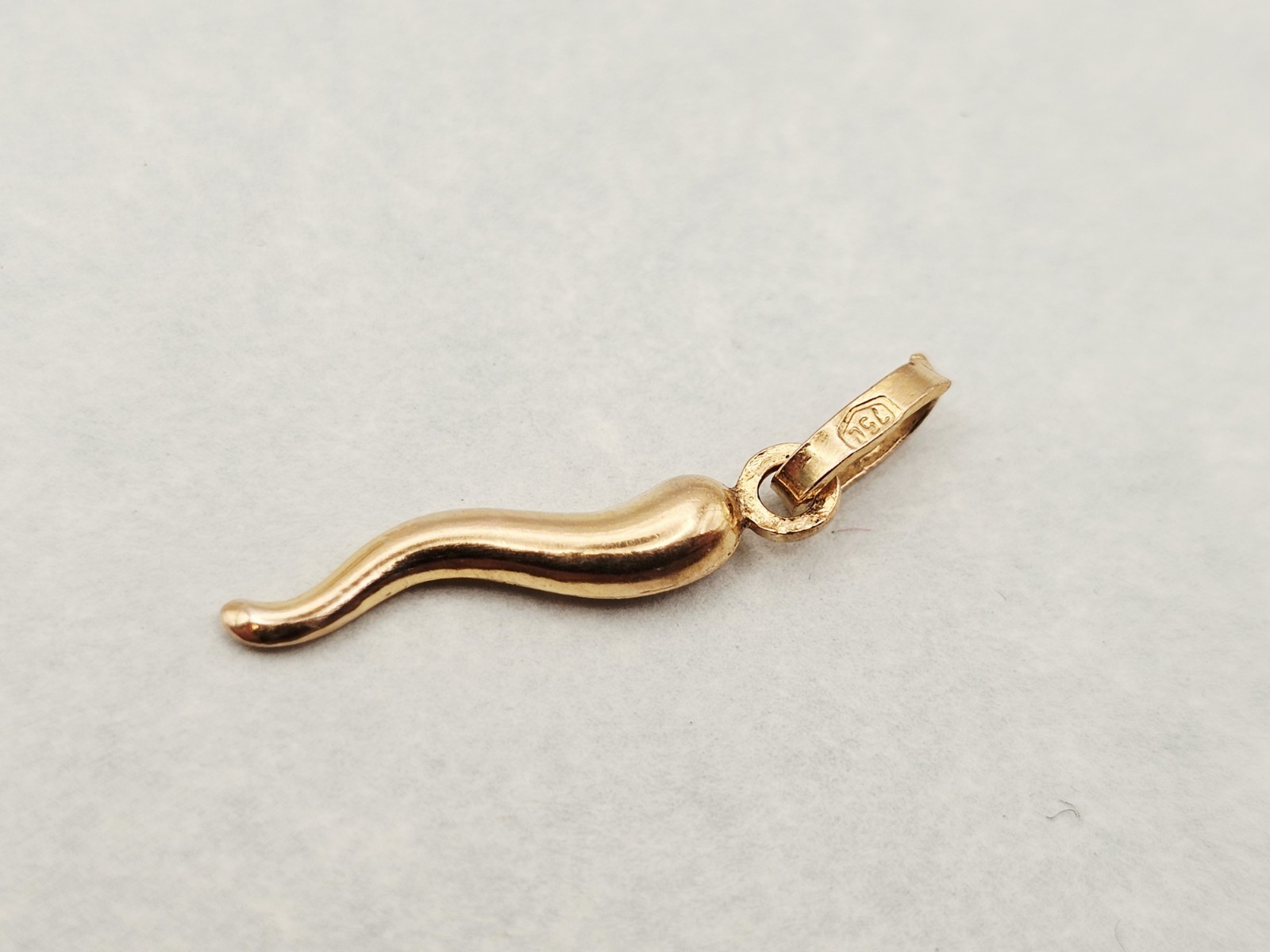 Solid 18k Gold Corno Italian Horn 1 ” Cornicello Charm Pendant Italian 750 ✨️