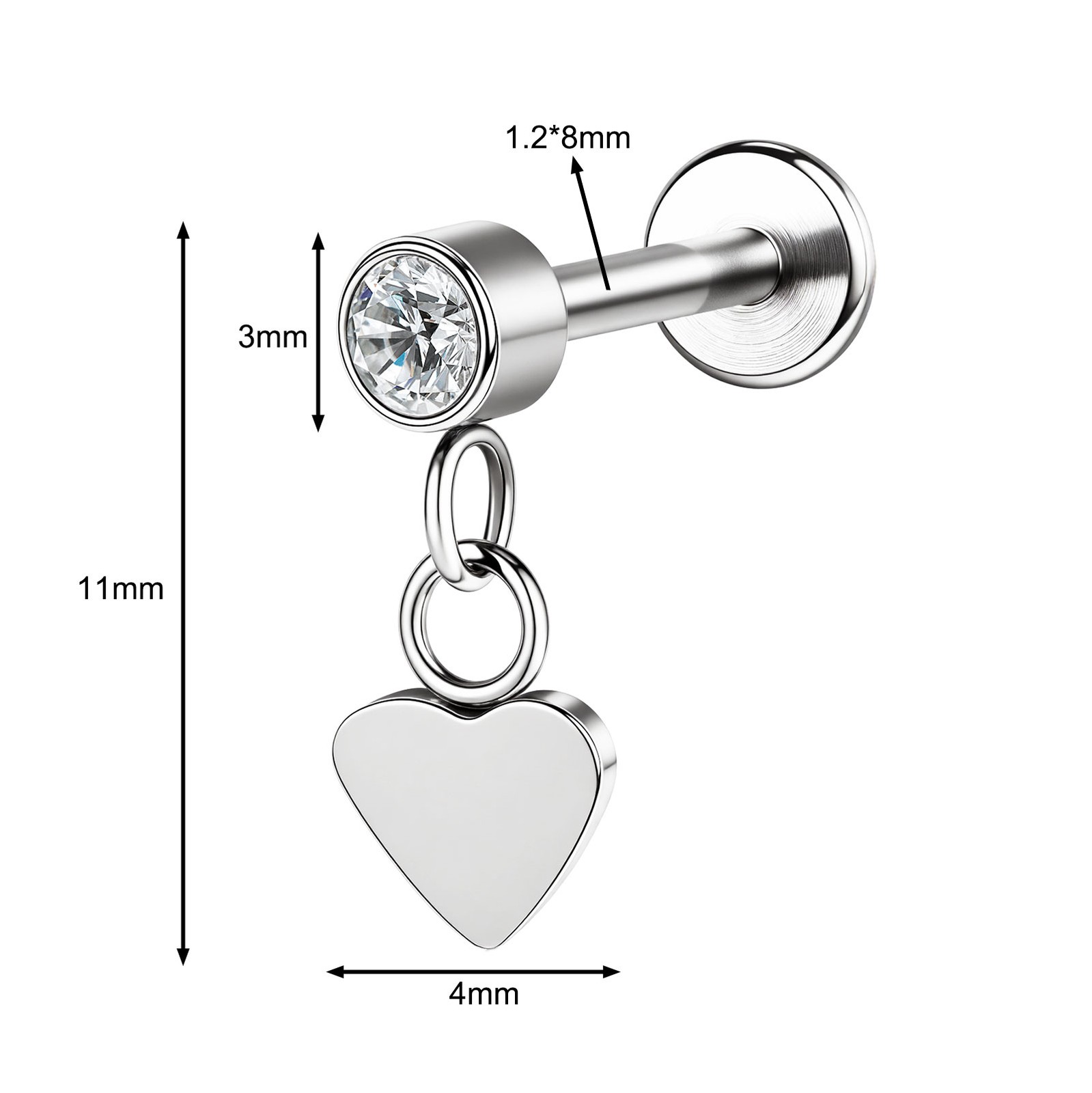 16g G23 Titanium Steel Dangle Labret Lip Stud Tragus Helix Piercing Jewelry