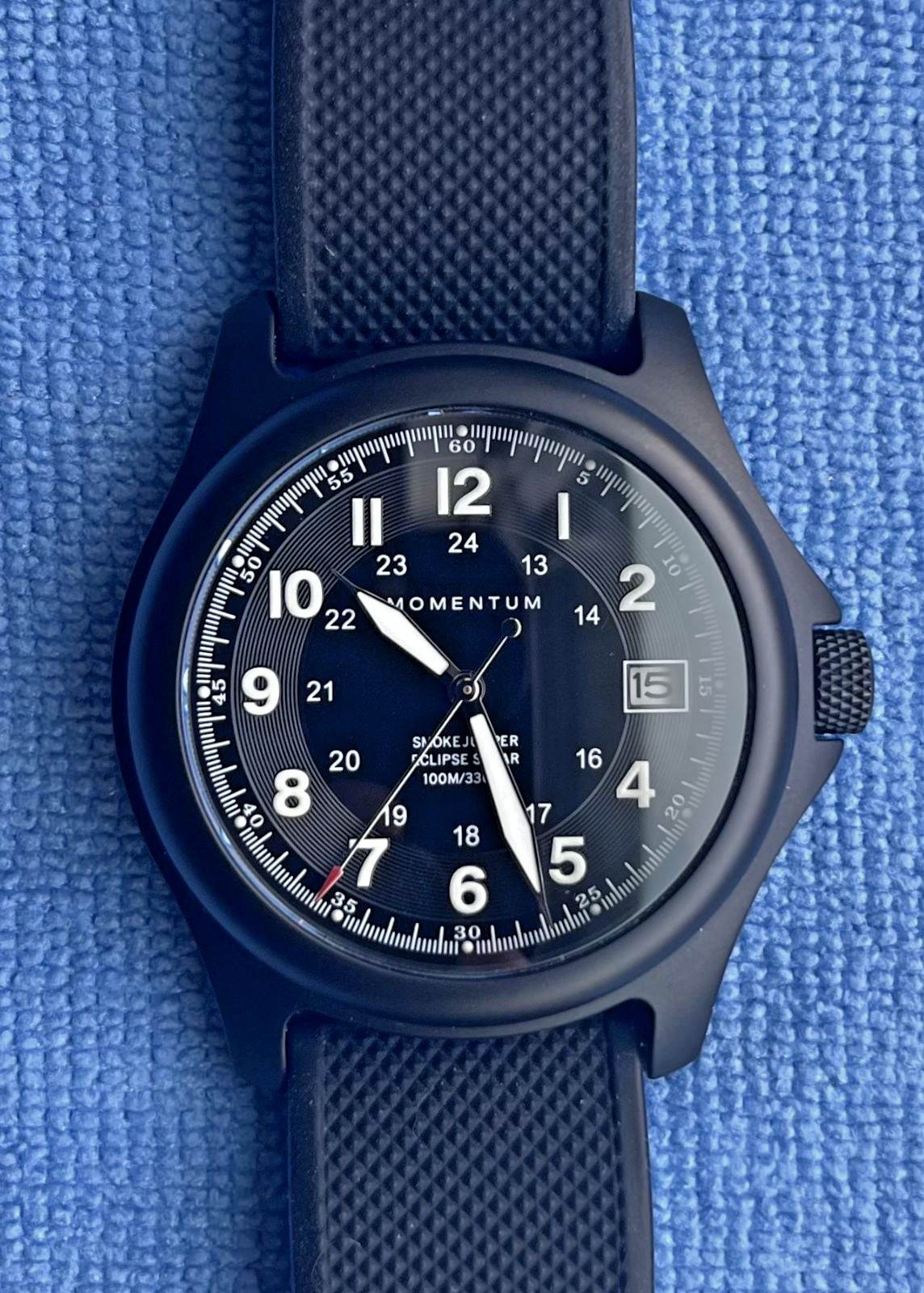 Momentum Smokejumper Eclipse Titanium Solar Quartz Wristwatch 38mm