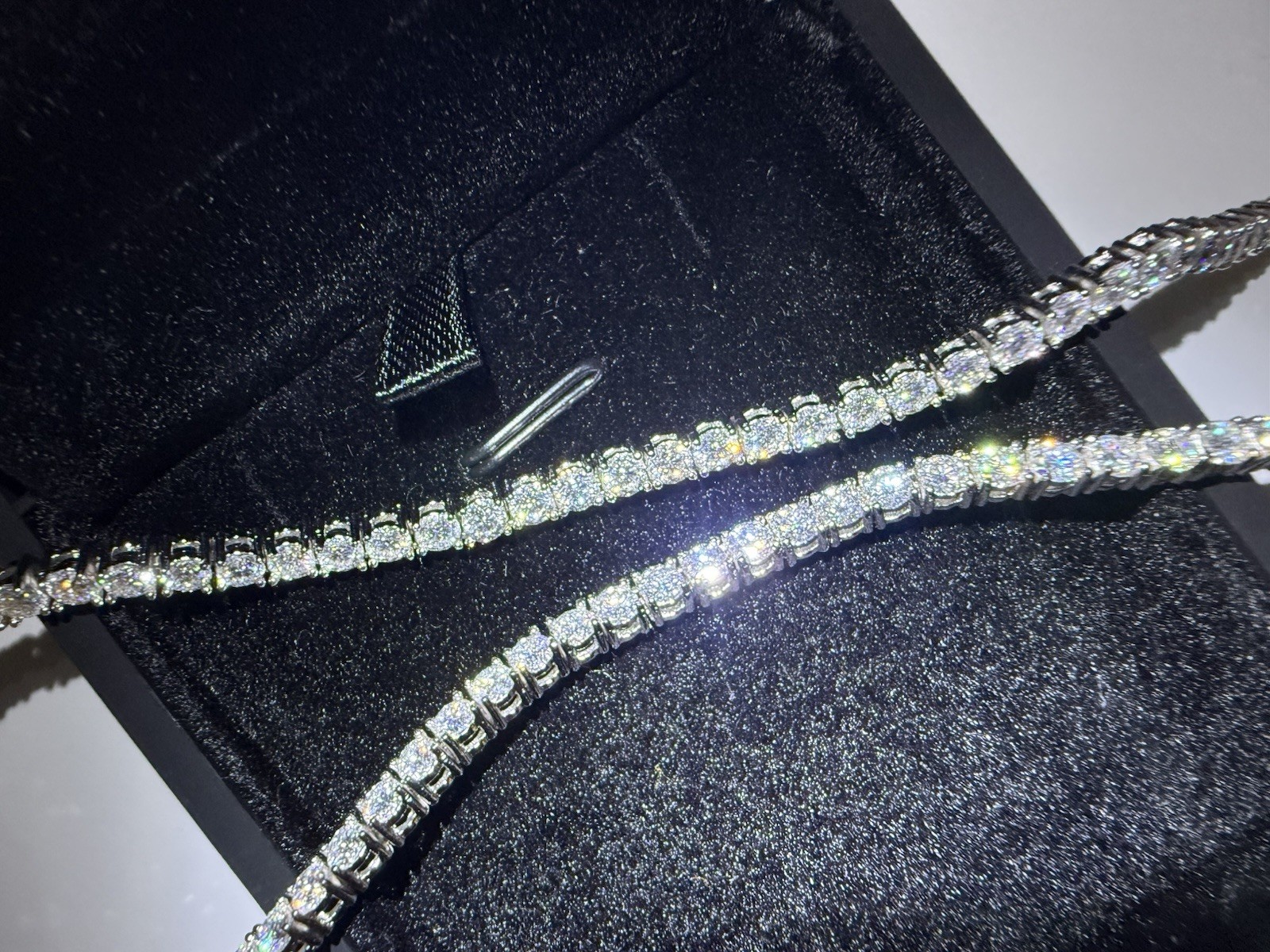 Moissanite 3.2mm Tennis Chain 20” & 925 Sterling Silver Iced Vvsd Pic Pendant