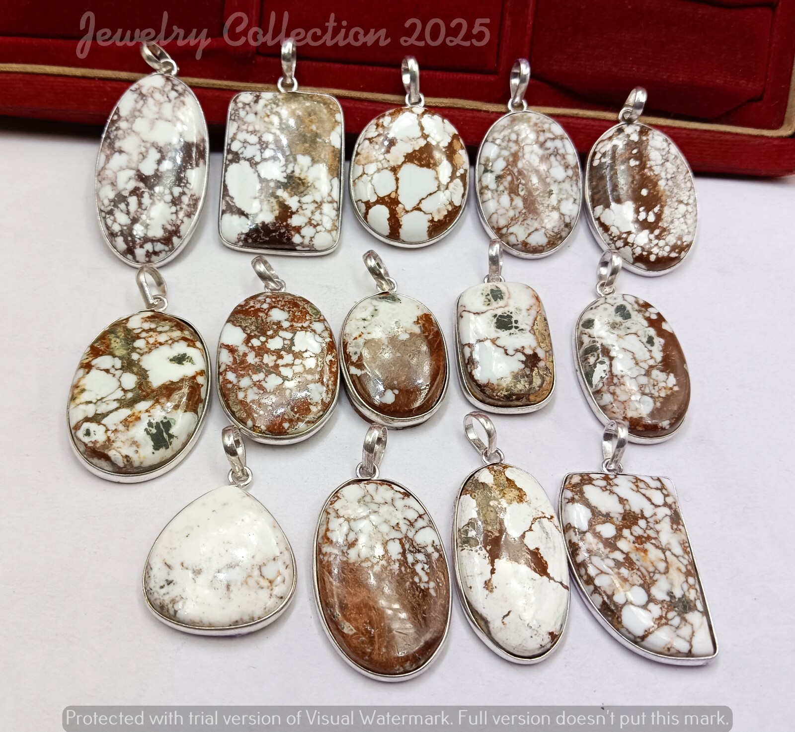 Wild Horse Jasper Gemstone 5PCS Pendants 925 Silver Plated Wholesale Jewelry Lot