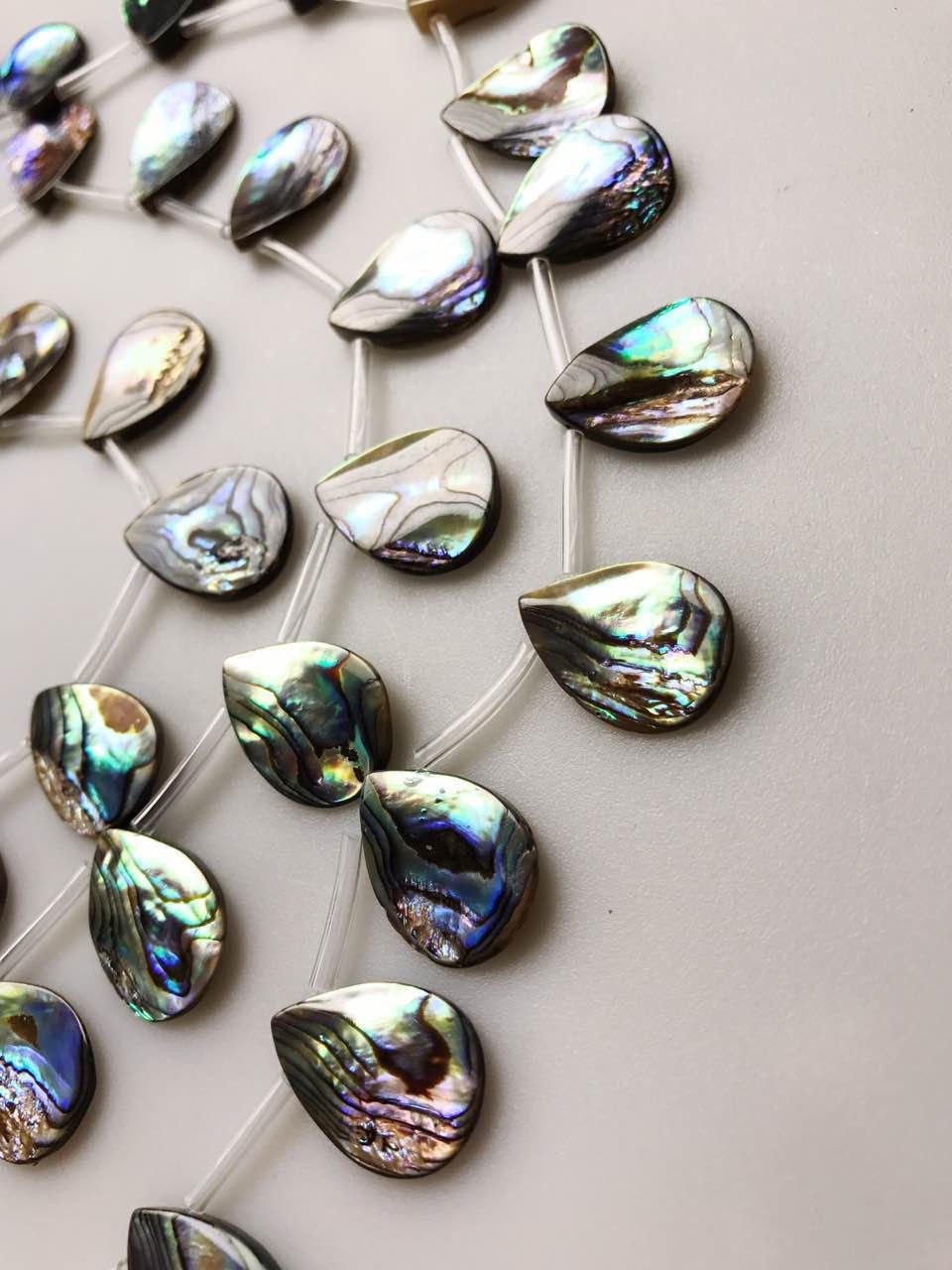 Natural Abalone Teardrop Shape Beads 15x20mm 15.5″ Strand