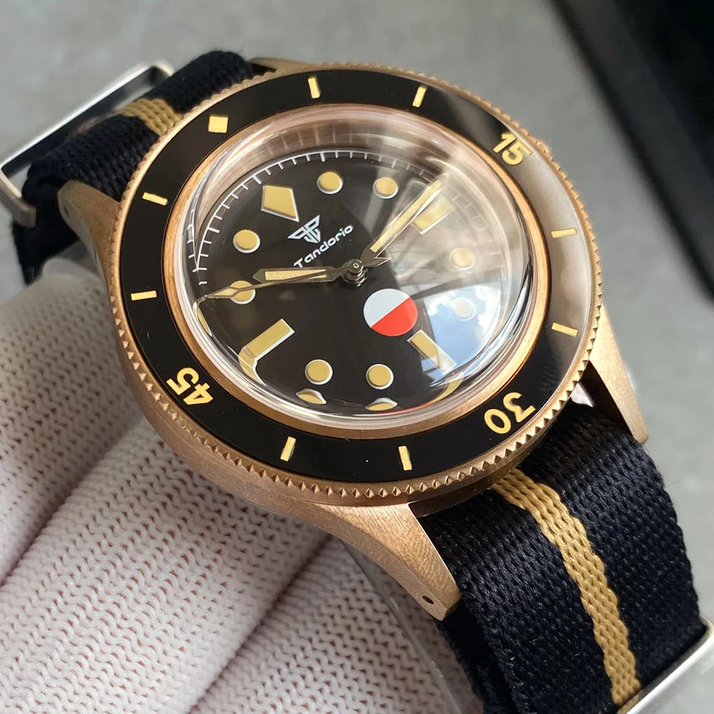 Tandorio 50 Fathoms Real CUSN8 Solid Bronze NH35A Auto Vintage Men Watch 20ATM