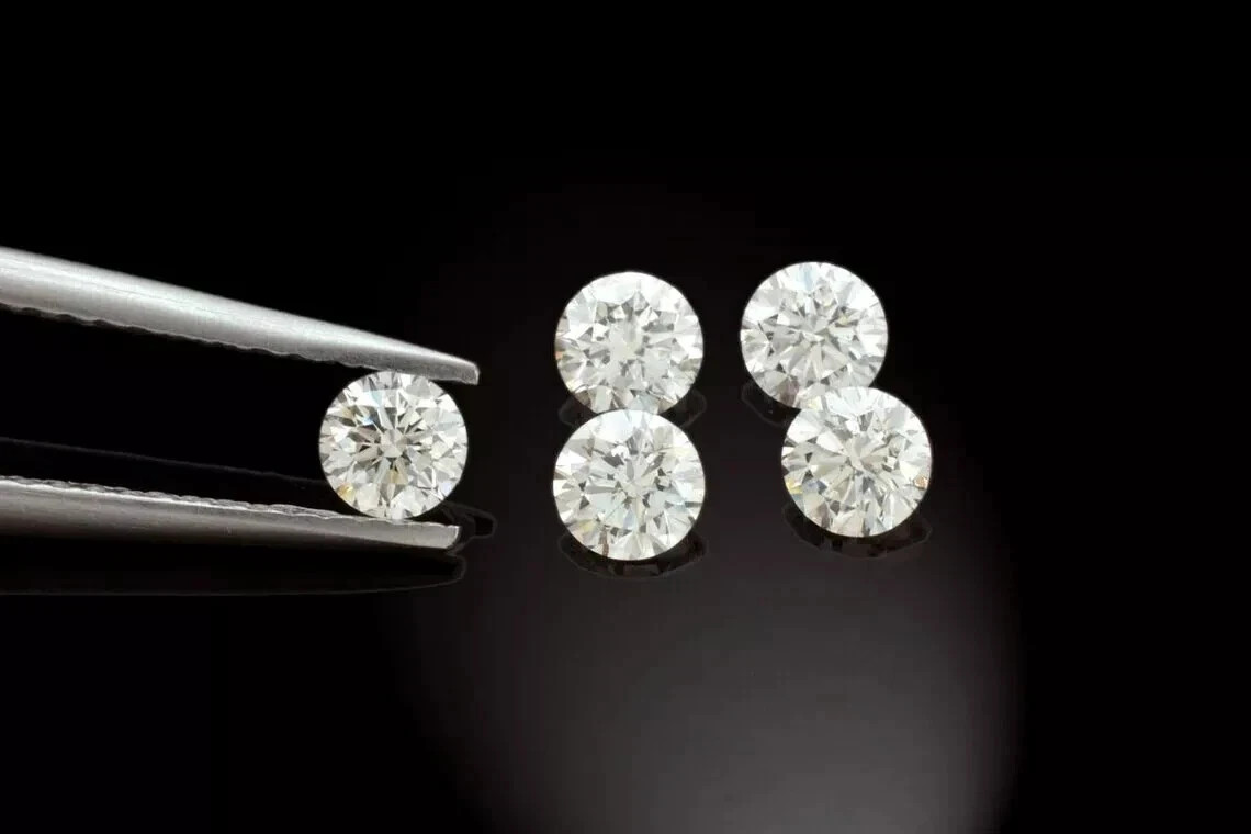 2 Ct Natural White Diamond Round Cut 5 mm 5 Pcs VVS1 D Grade IDGL Certified D621
