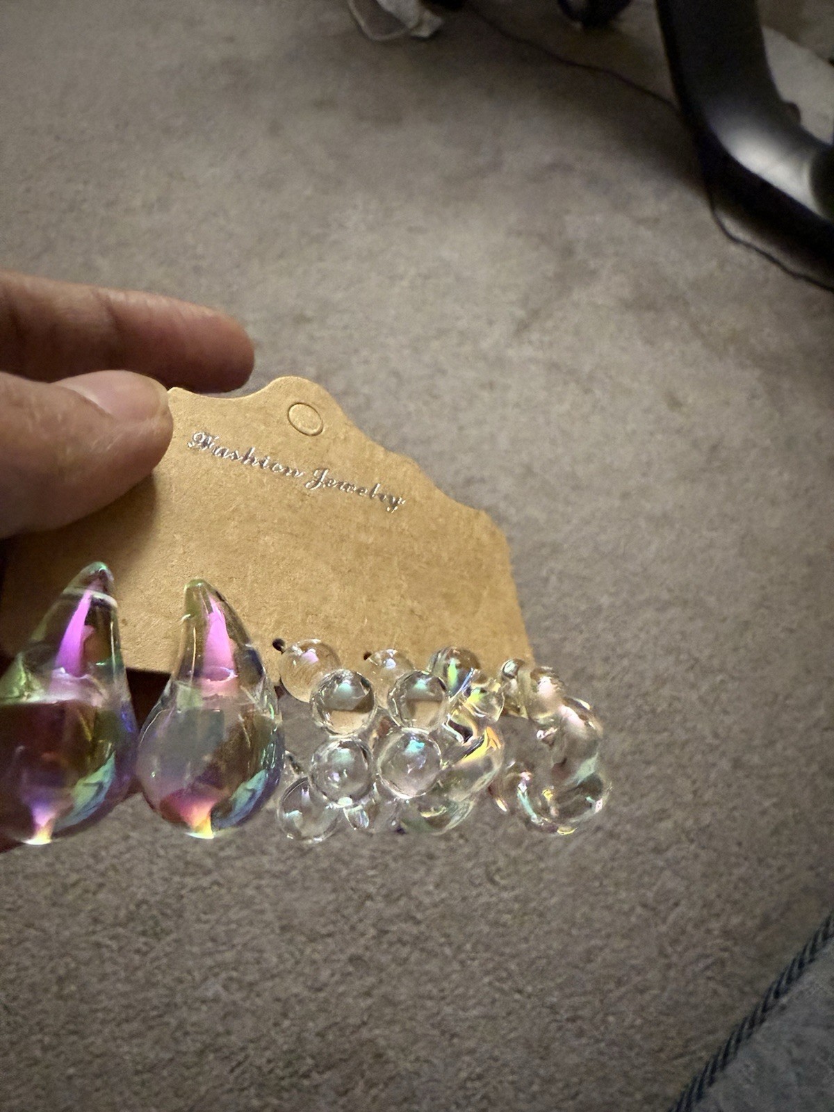 Iridescent Hoops Holographic Lucite Acrylic Transparent Retro Earrings Lot