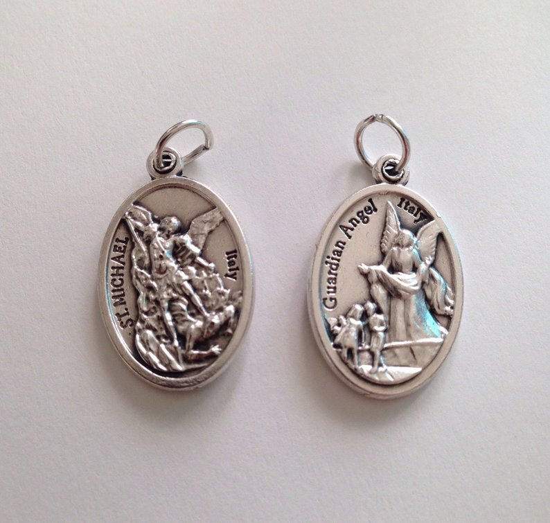 925 Sterling silver 18″ Necklace GUARDIAN ST MICHAEL ANGEL pendant PROTECT charm