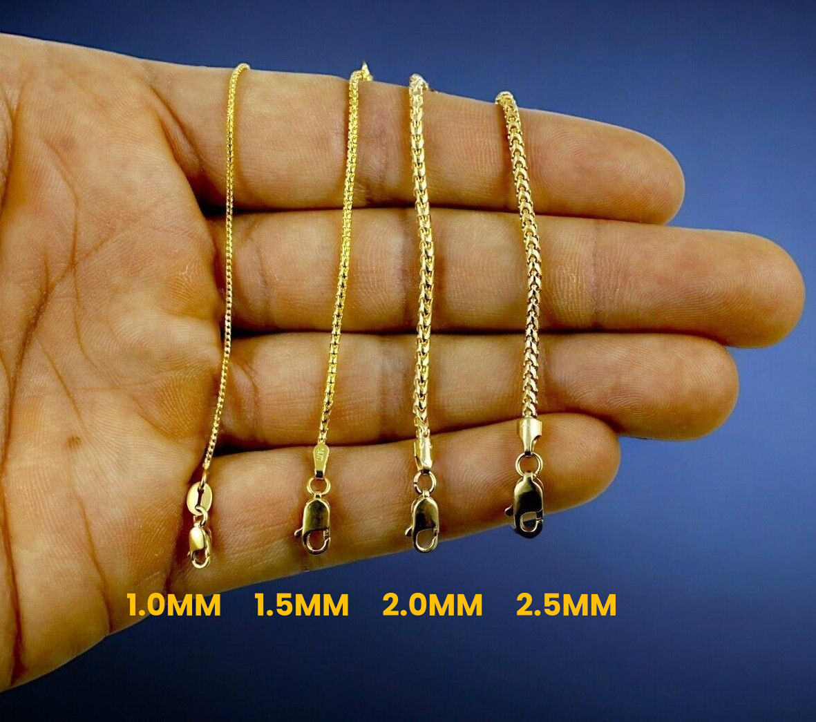 14K Yellow Gold SOLID Franco Round Box Necklace Chain Real Gold 1mm-6mm 16″-30″