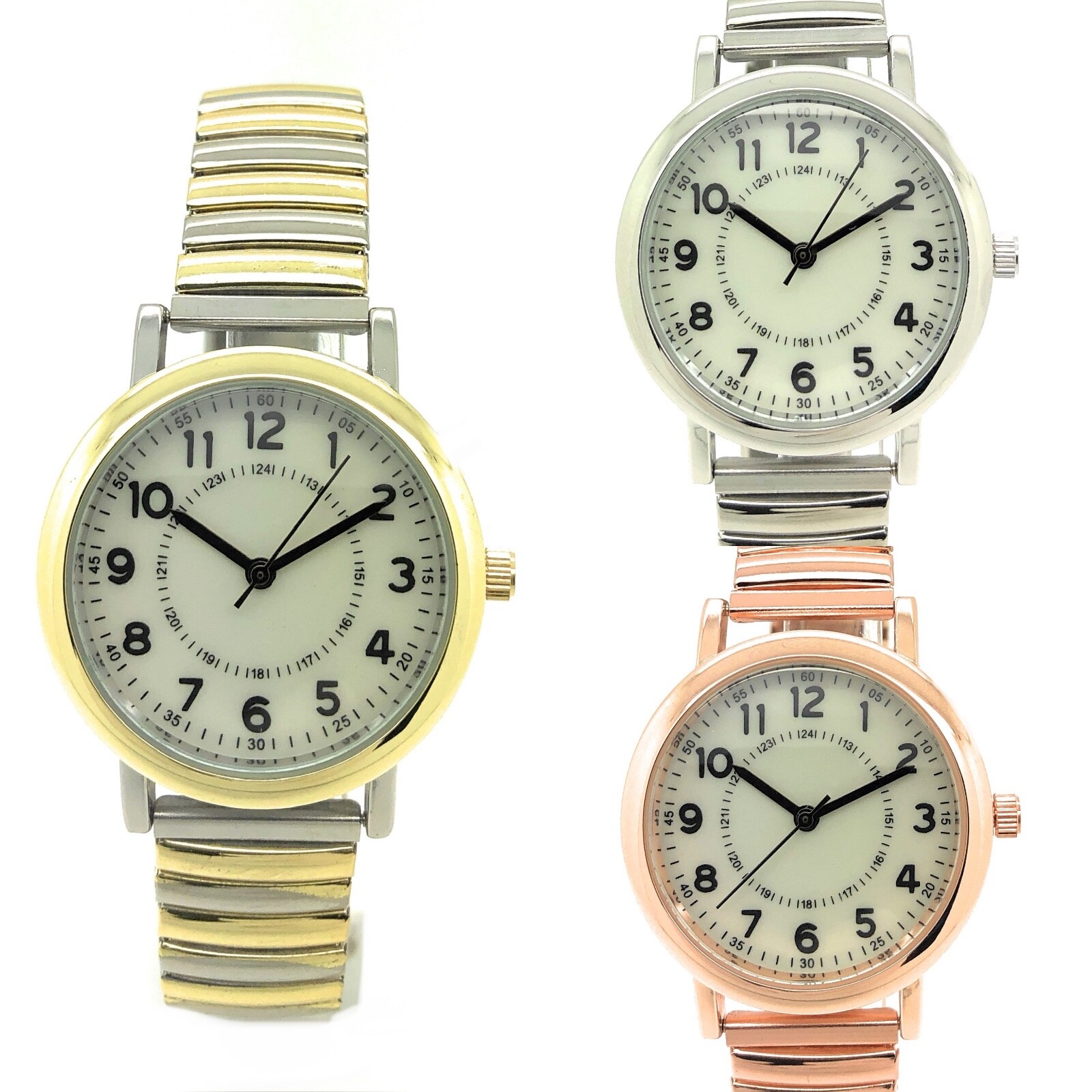 Mens Ladies 33mm Easy Reader Stretch Elastic Band Fashion Watch LOW PRICE