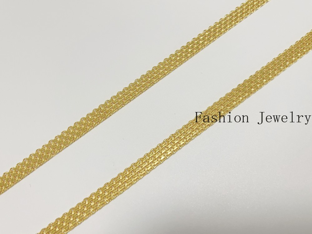 Solid 18K Yellow Gold Bohemian Multi Layer Wide Necklace Chain Gift 8mm 20inch