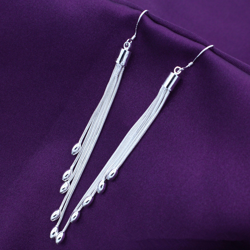 Women’s 925 Sterling Silver Long Tassel Drop Dangle Hook Fashion Earrings