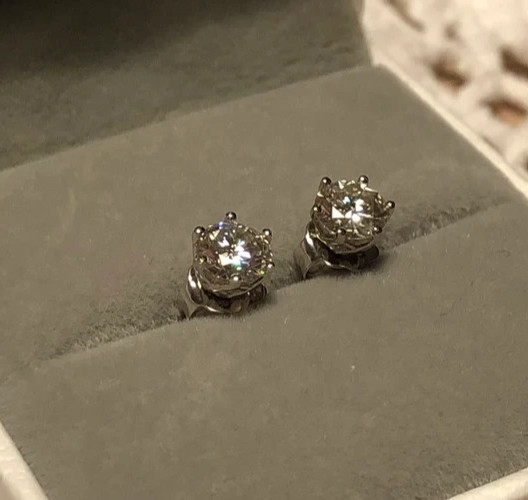 Certified 4Ct White Diamond Solitaire Studs-Wedding/Engagement Gift.No Tarrifs.