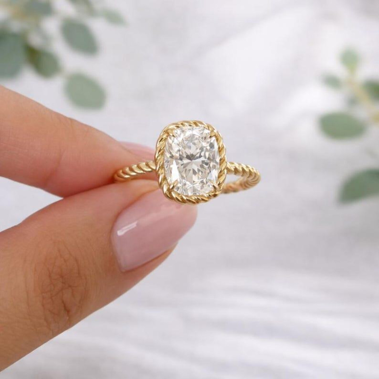 1.50 CTW Elongated Cushion Cut Moissanite Antique Solitaire Engagement Ring VVS1