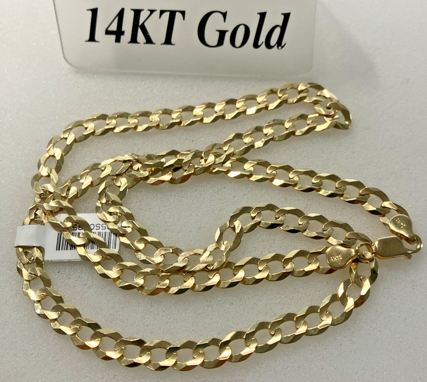 14kt Real Gold Solid Curb Link Chain 28.5grams 7.2mm 24” Brand New with Tag 14K