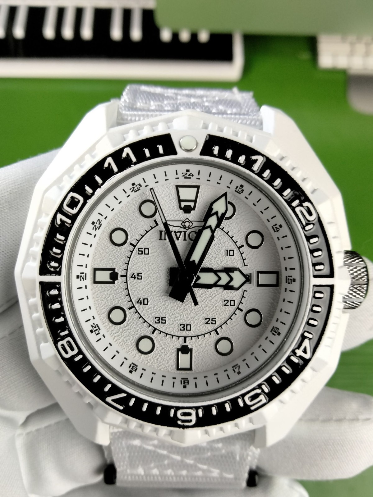 Invicta Akula Oversized 55 mm Aqua Plated Black & White Cartoon Dive Watch Men