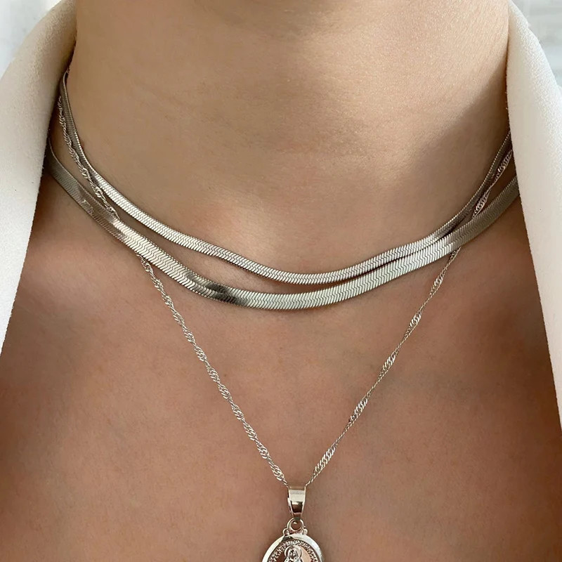 Snake Chain Necklace Stainless Steel 2-5mm Gold Color 18-24in Women Jewelry