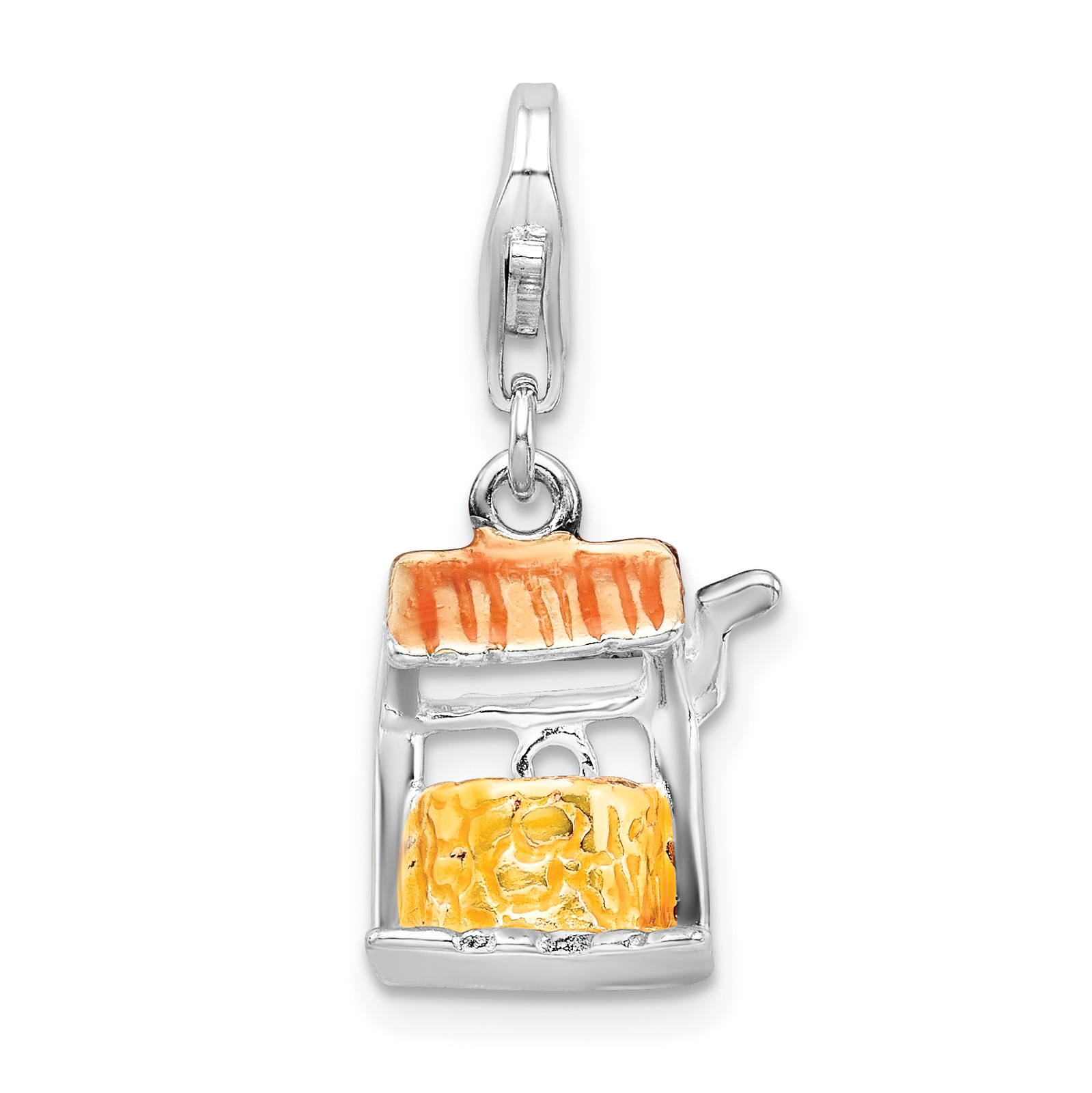 Amore La Vita Silver Polished 3-D Enameled Well Charm with Fancy Lobster Clasp