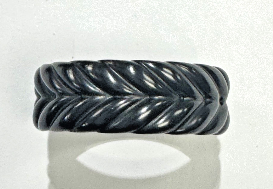 DAVID YURMAN Chevron Band Ring Black Titanium 9MM Size 10