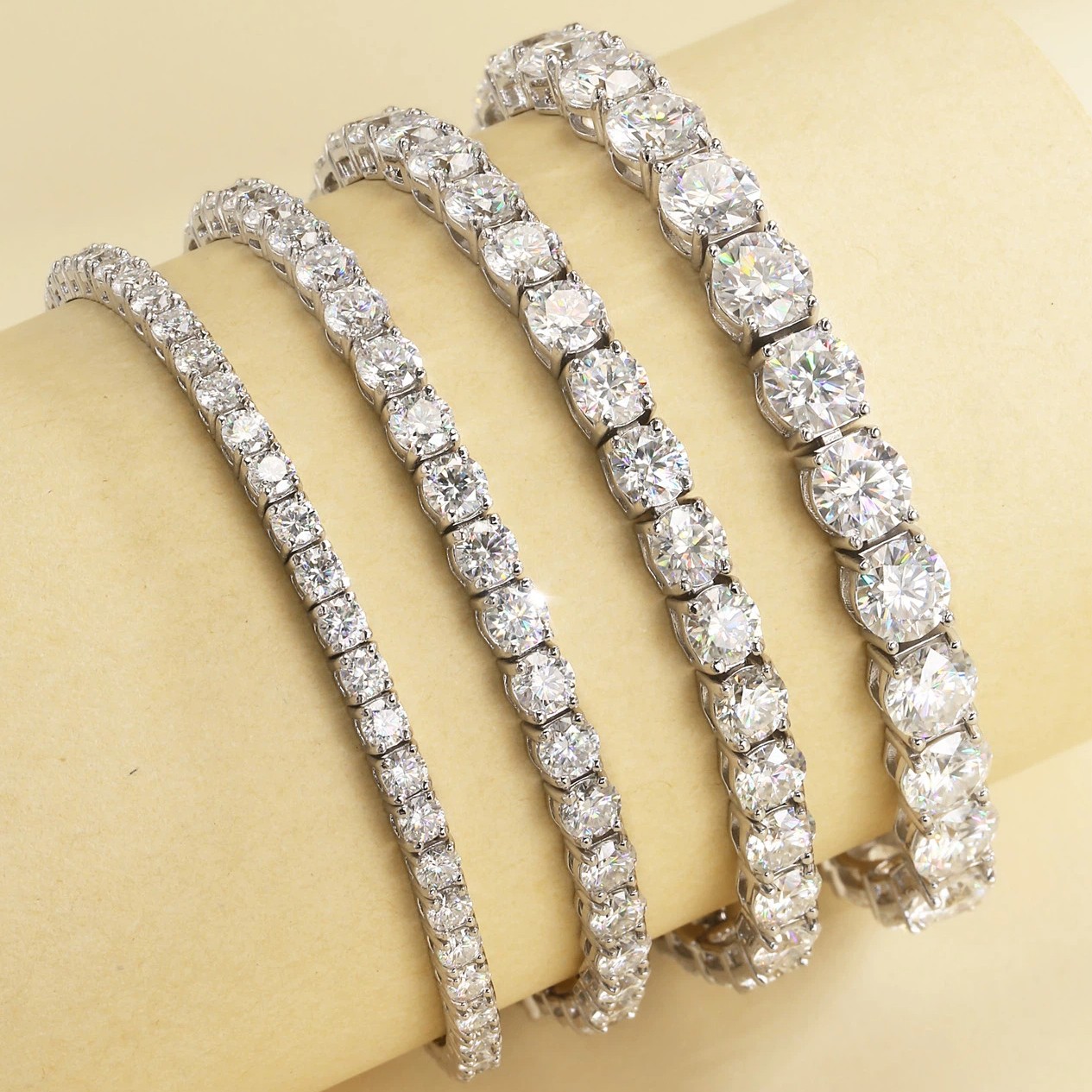 2-6.5mm GRA Certified D VVS1 Moissanite Tennis Bracelet 925 Sterling Silver