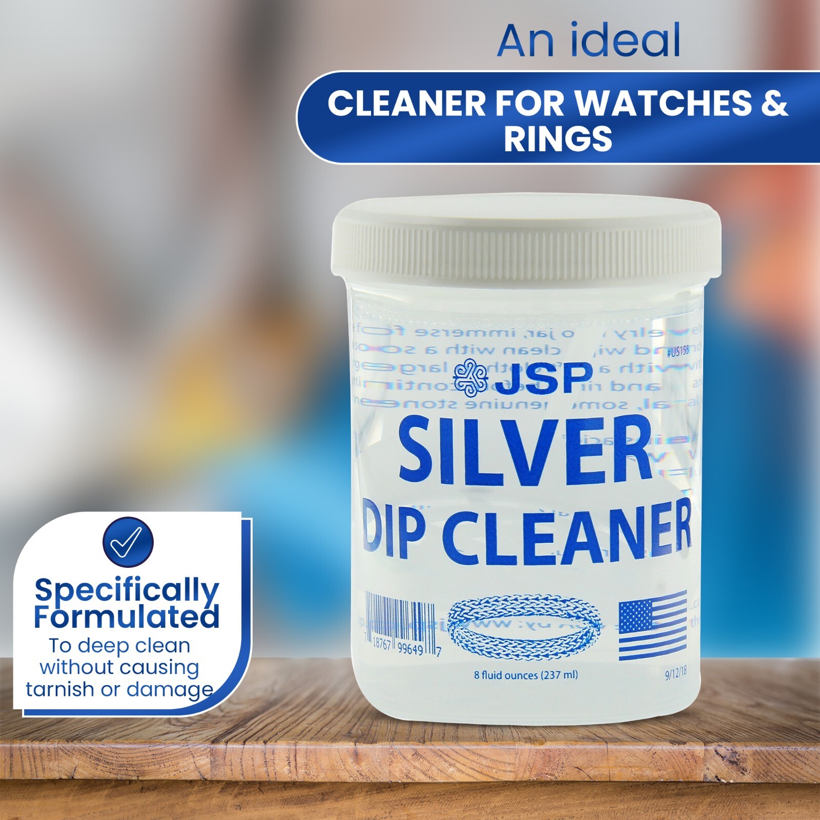 Sterling Silver Dip Cleaner Tarnish Remover 925 Jewelry Cleaning Solution 8oz