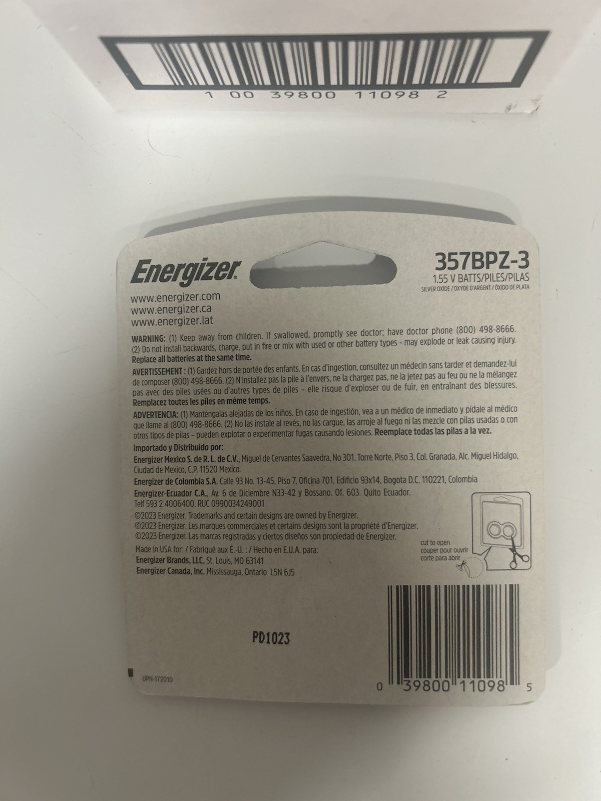 Energizer 357 Silver Oxide Coin Cell/Button Watch Battery 3-Pack 357BPZ-3