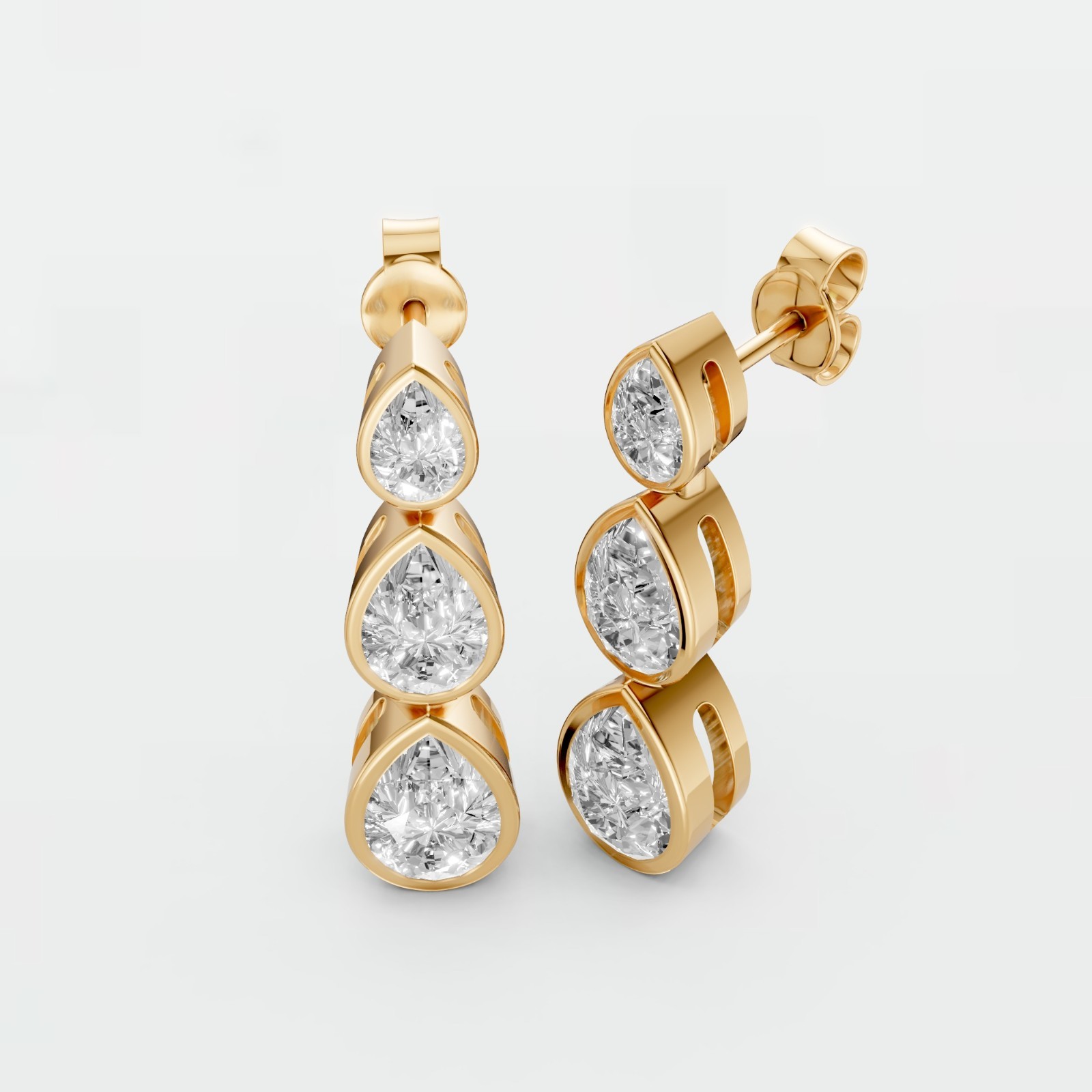 Modern 1.98 CTW Pear Lab Grown Diamond Drop Solid Gold Dangle Earrings