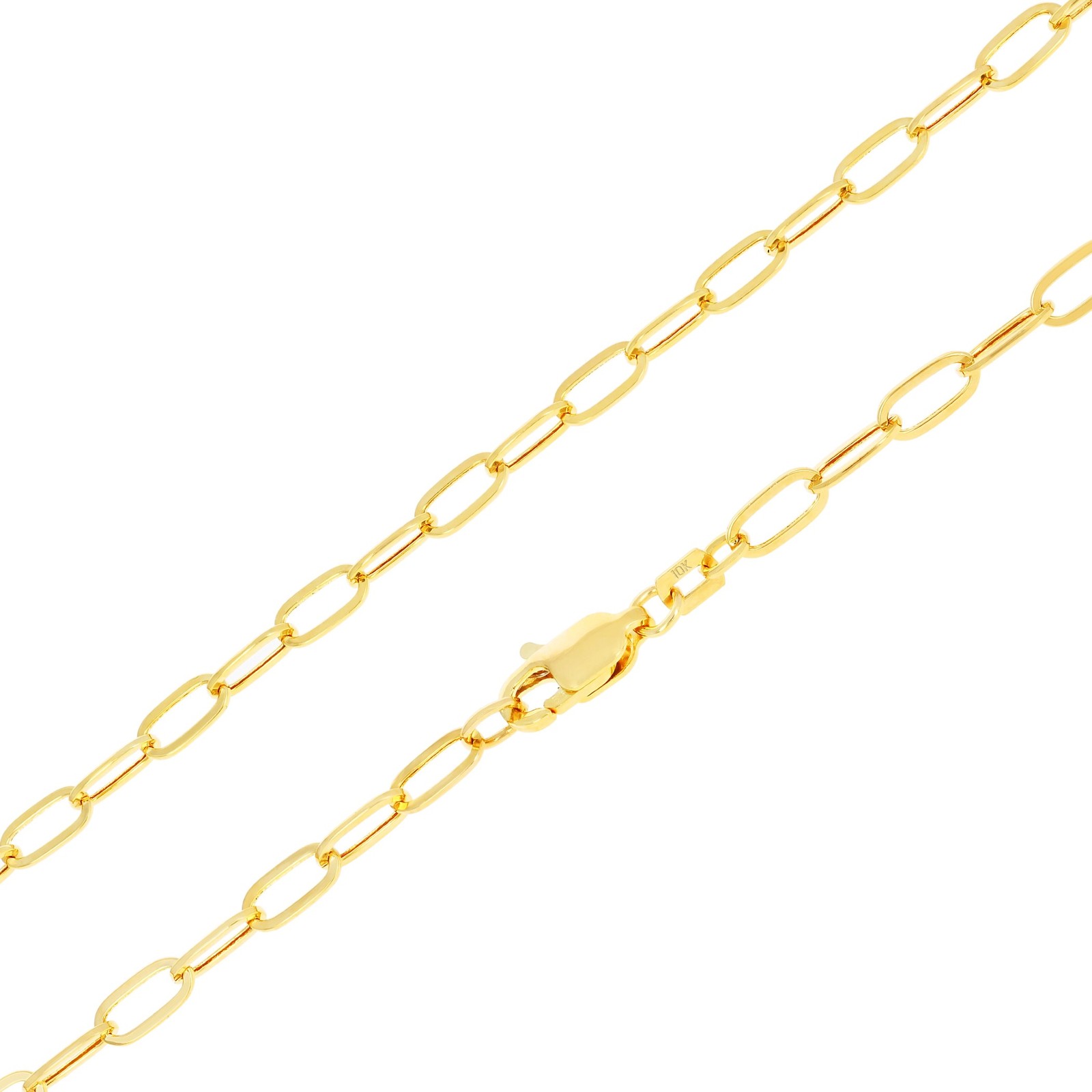 10k Yellow Gold 3mm Paperclip Chain Rolo Dainty Link Cable Necklace Womens 16″