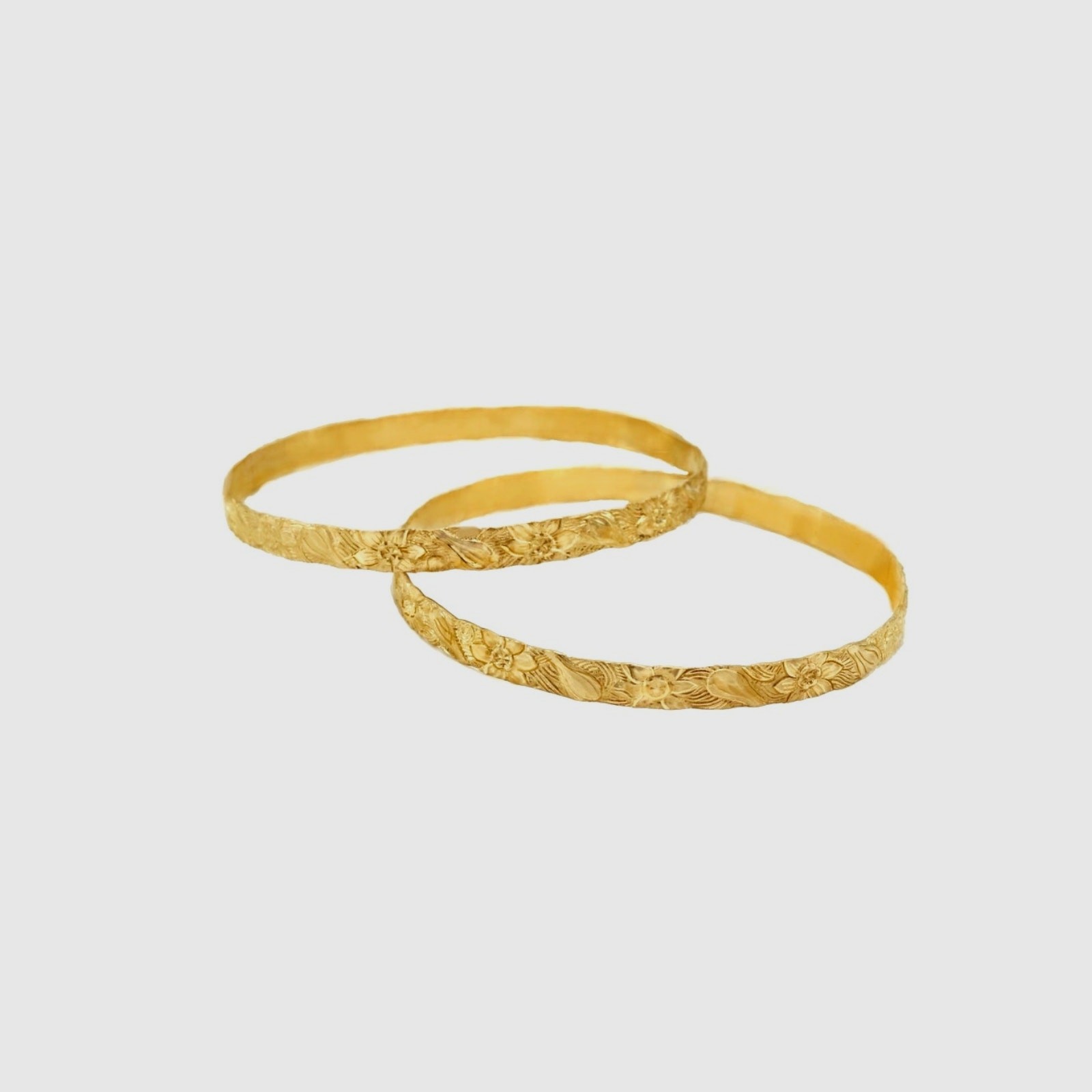 Vintage Bangle Set – Floral Etched Pair of Bangles for Small Adult Wrists -Teens