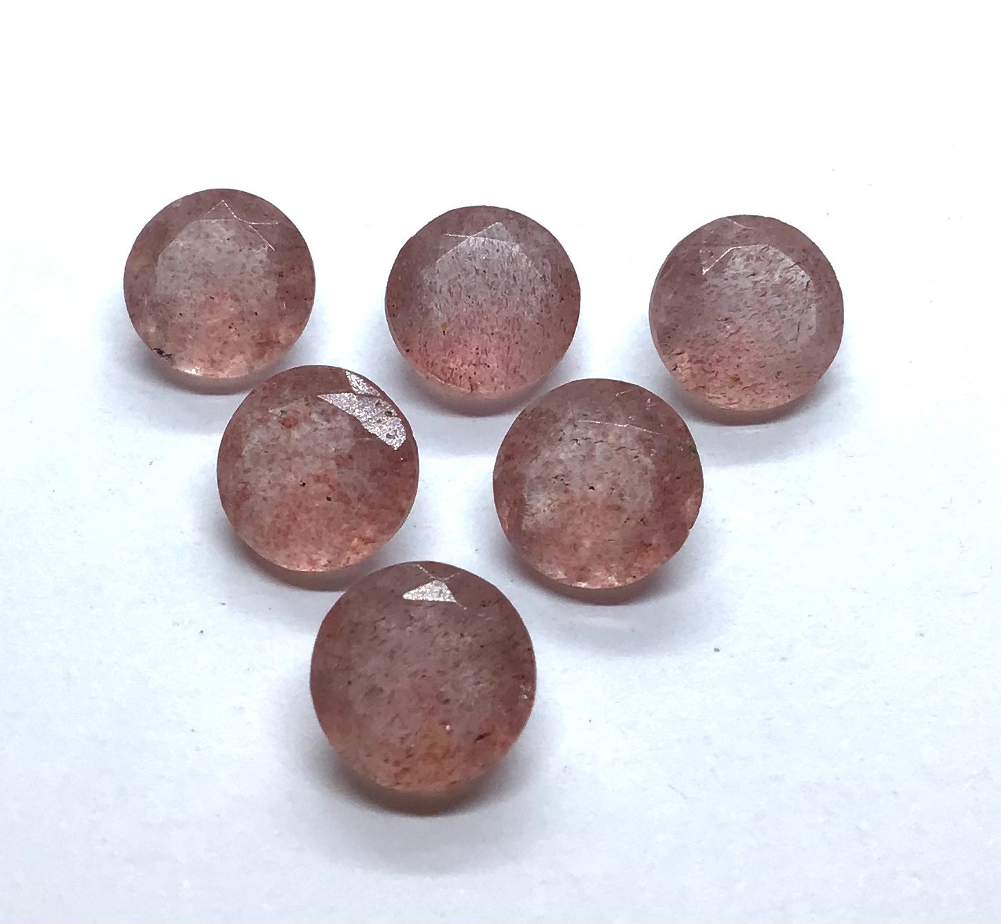 Pink Strawberry Round Cut Natural Quartz Loose Gemstone For Making Jewelry