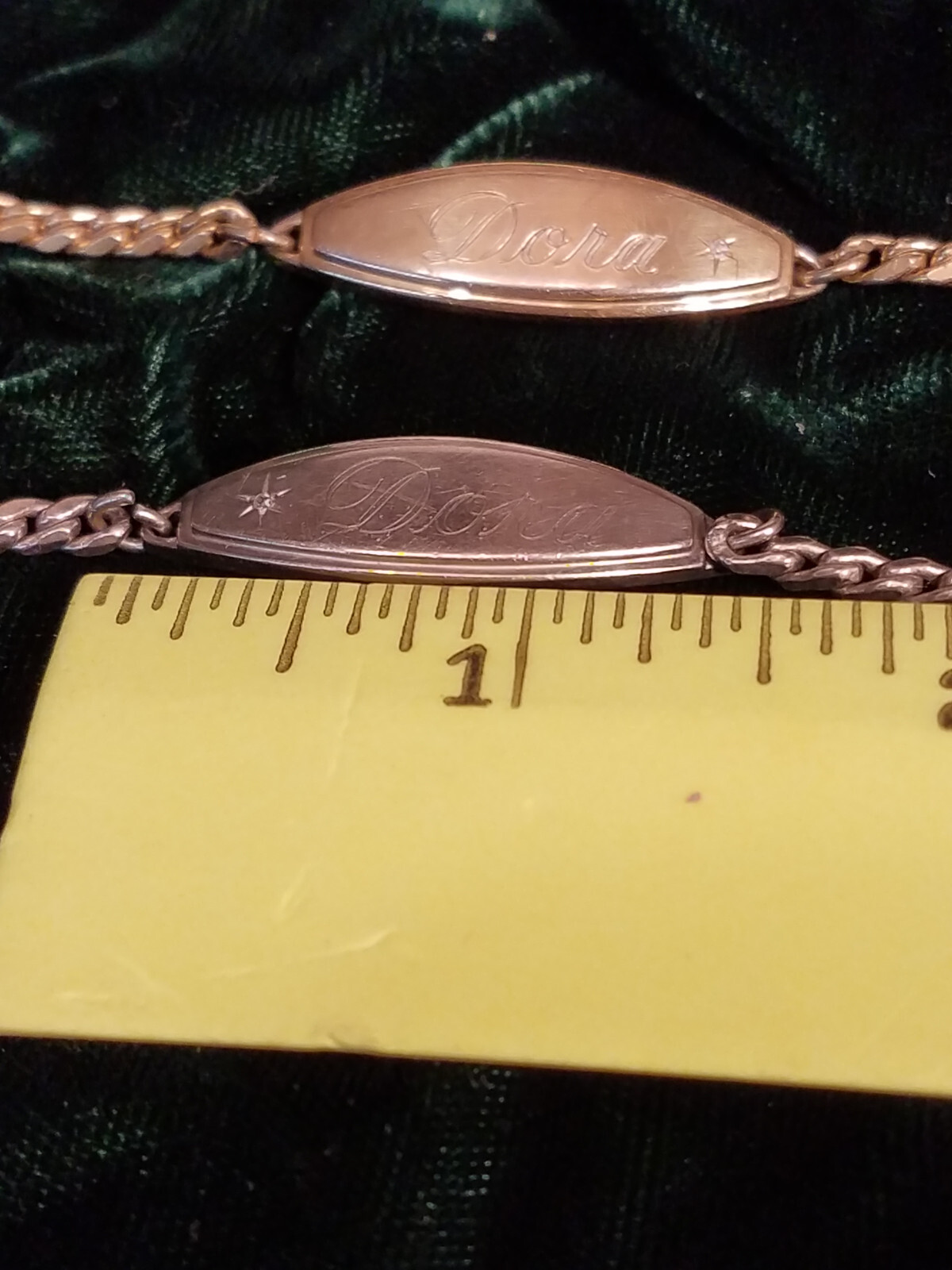 Lot Of 2 Identity Bracelet Speidel Diamond Accent Engraved ID Chain