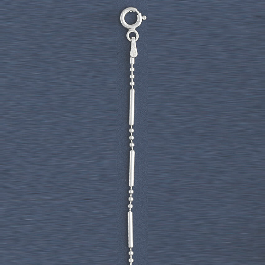 ITALY-925 Sterling Silver BEAD & BAR 3+1 Chain Necklace-Ball and Bar-16″ 18″ 20″