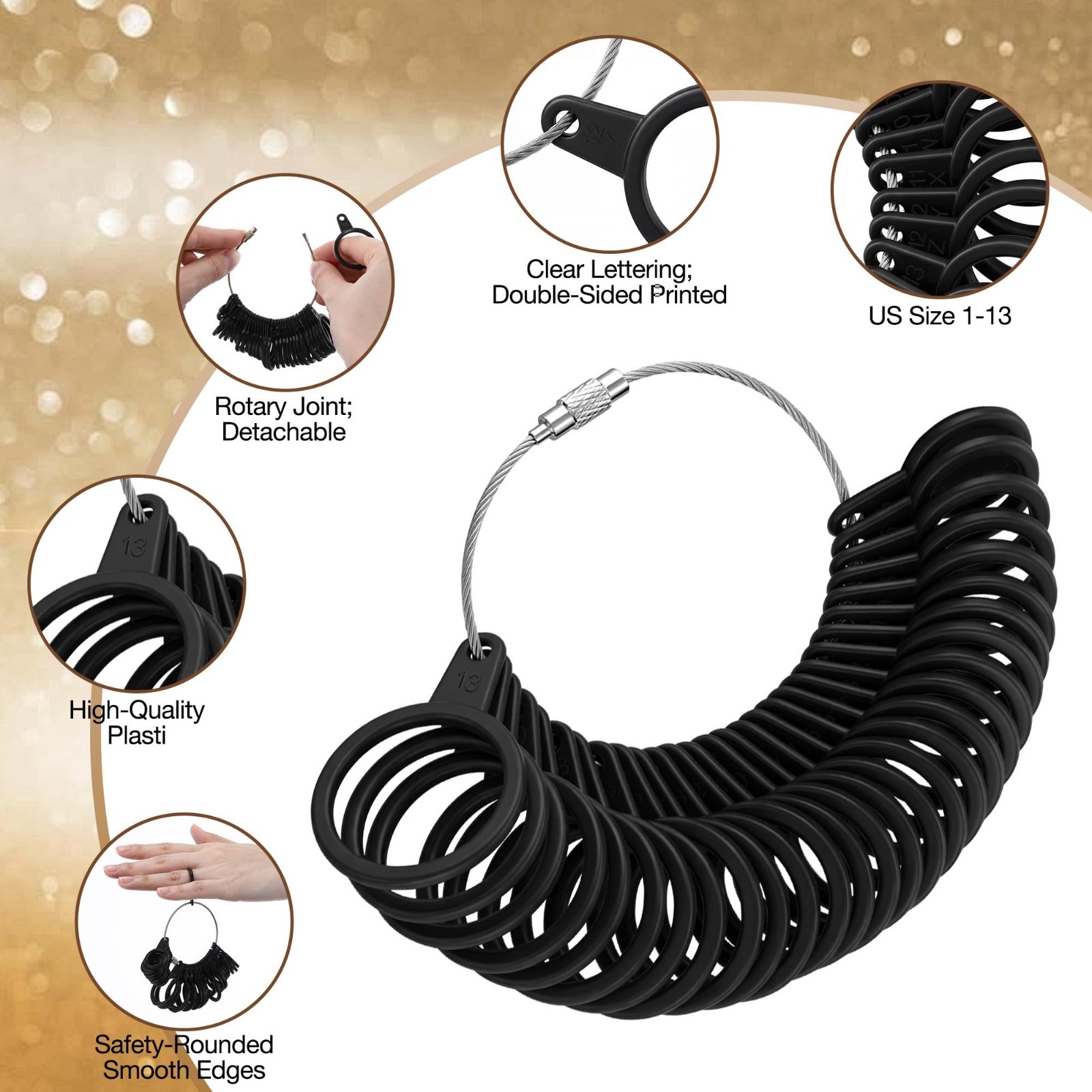 Bracelet & Ring Size Measuring Tool Kit – Mandrel & Finger Sizers, US Sizes 1-17