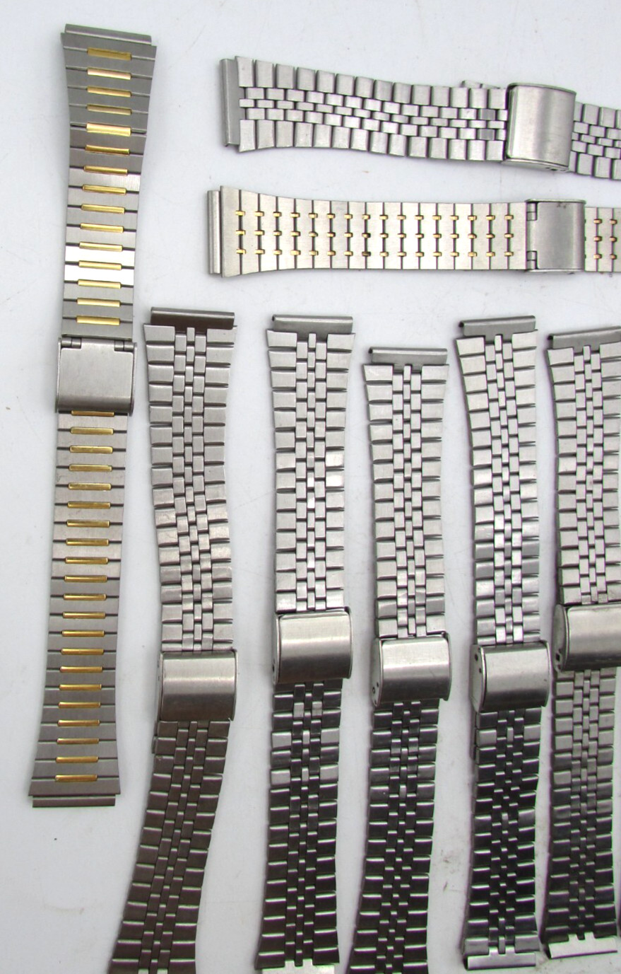 MENS 18-20mm STAINLESS STEEL ENBRANDED? WRISTWATCH BANDS PARTS OR REPAIR LOT W66