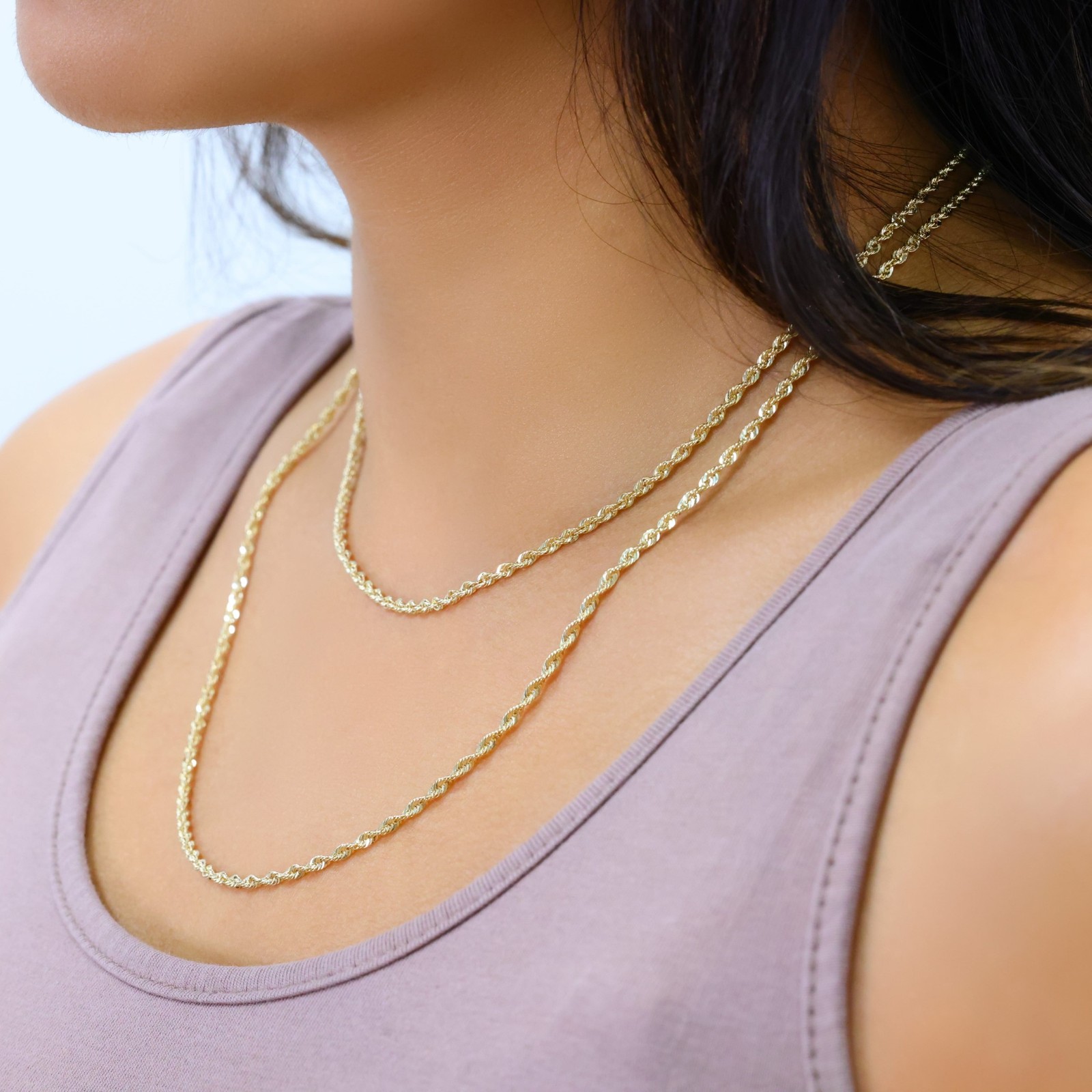 10K Yellow Gold 2.5mm Rope Chain Laser Diamond Cut Necklace Mens Womens 16″- 30″