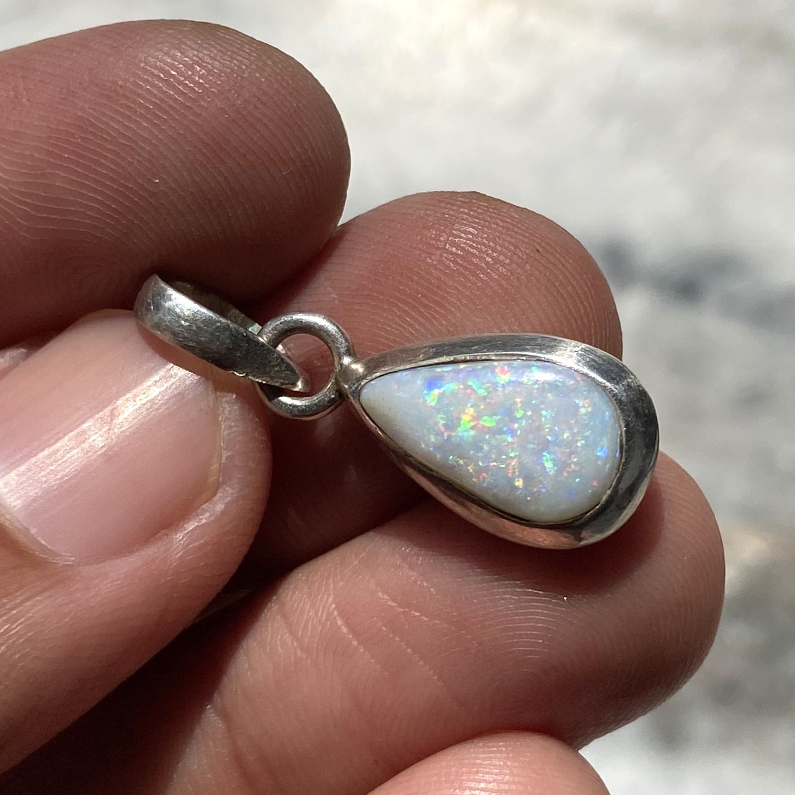 Natural Australian Multi Opal 925 Solid Sterling Silver Pendant Stone Size 12×8