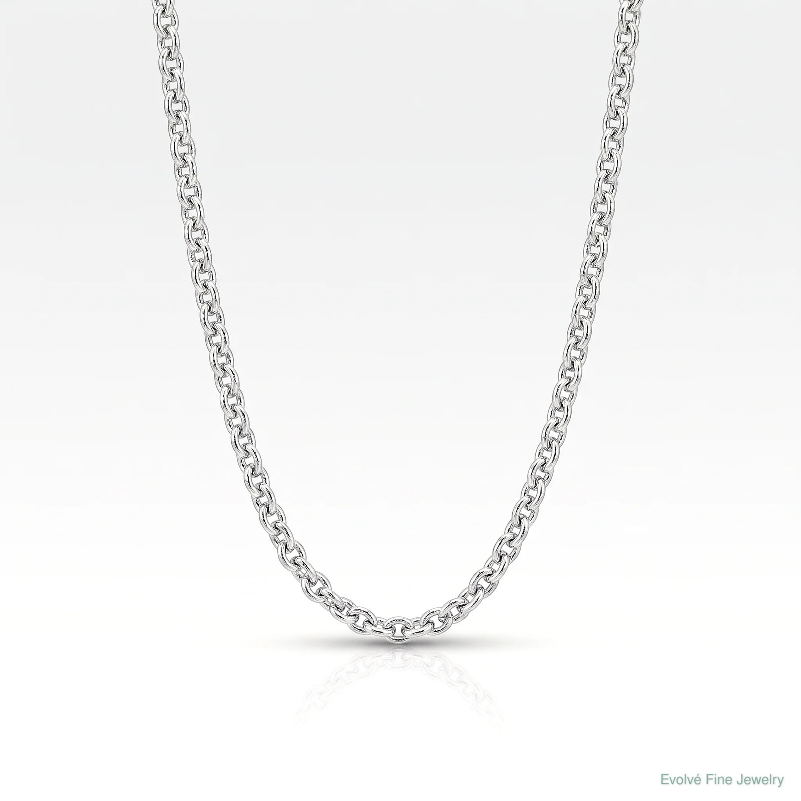 14K White Gold 1.4mm Round Cable Chain Necklace 16″-24″