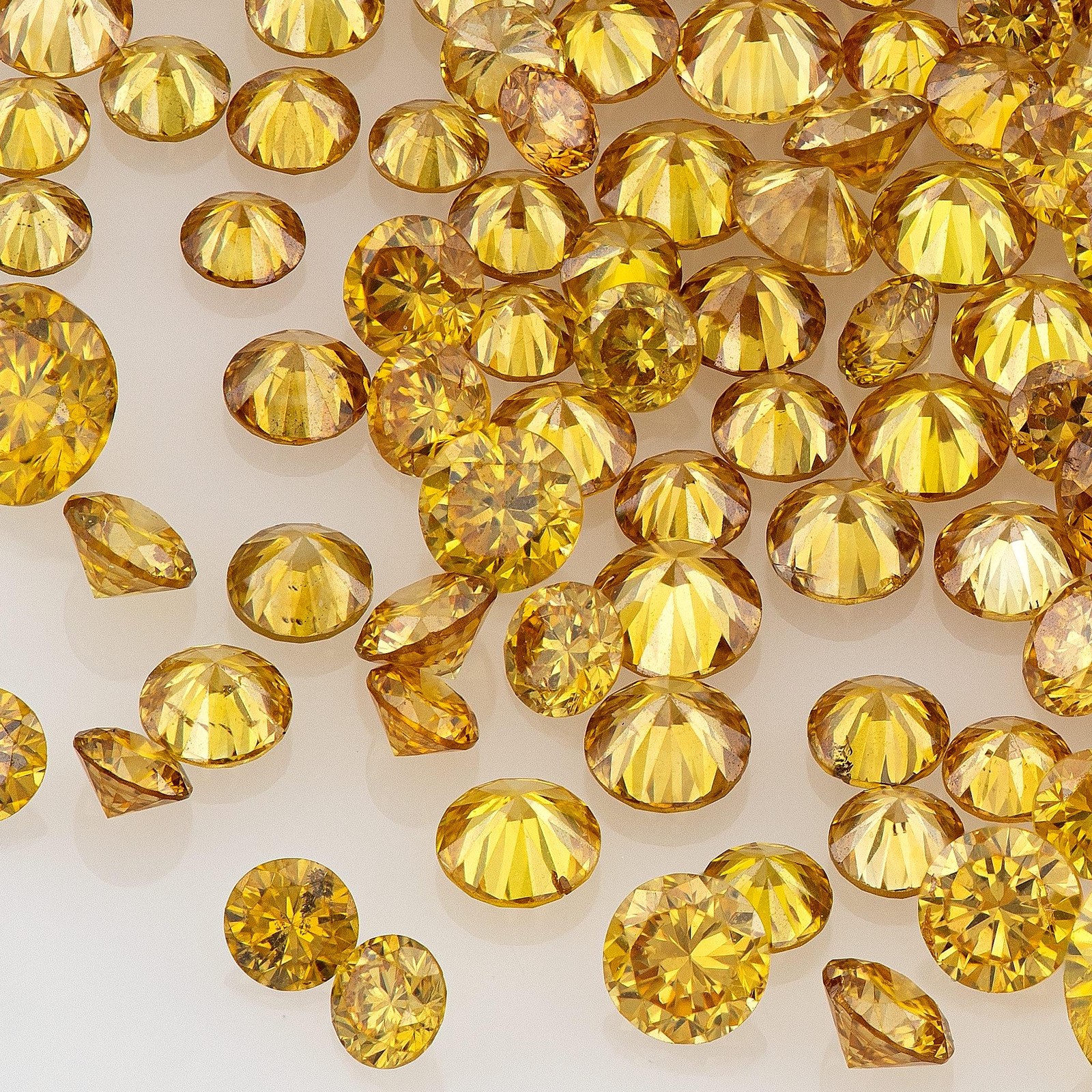 Natural Fancy Vivid Orangy Golden Yellow Diamond Melee, 0.50ct, 1.3mm-1.8mm